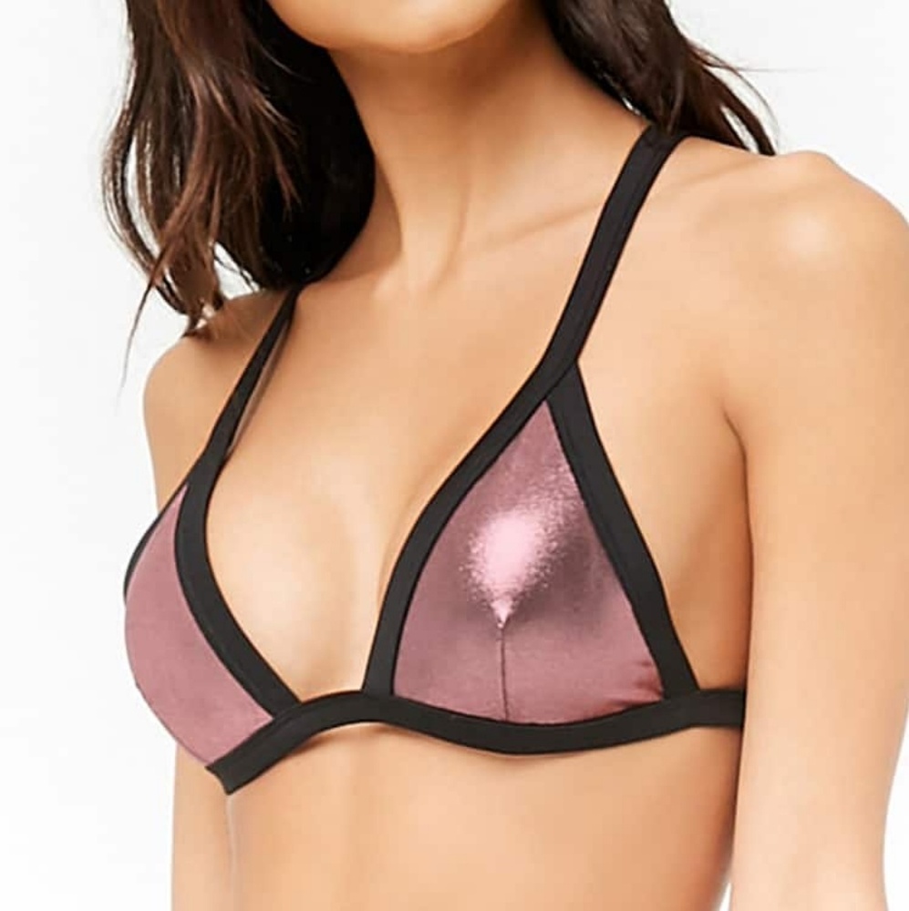 Metallic rose gold bikini top